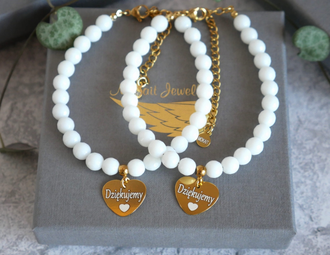 Zestaw bransoletek na Podziękowania ślubne dla Mam - Bransoletki personalizowane Dziękujemy z sercem - Prezent na podziękowania ślub - Zestaw bransoletek na Podziękowania ślubne dla Mam - Bransoletki personalizowane Dziękujemy z sercem - Prezent na podziękowania ślub