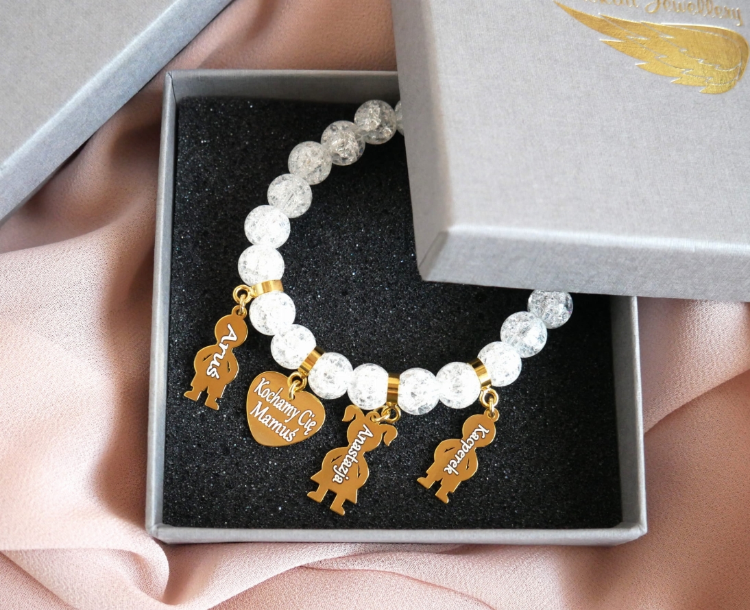 Bransoletka dla Mamy z imionami dzieci - Prezent na Dzień Mamy 2025 - Biżuteria personalizowana - Bransoletka dla Mamy z imionami dzieci - Prezent na Dzień Mamy 2024 - Biżuteria personalizwoana