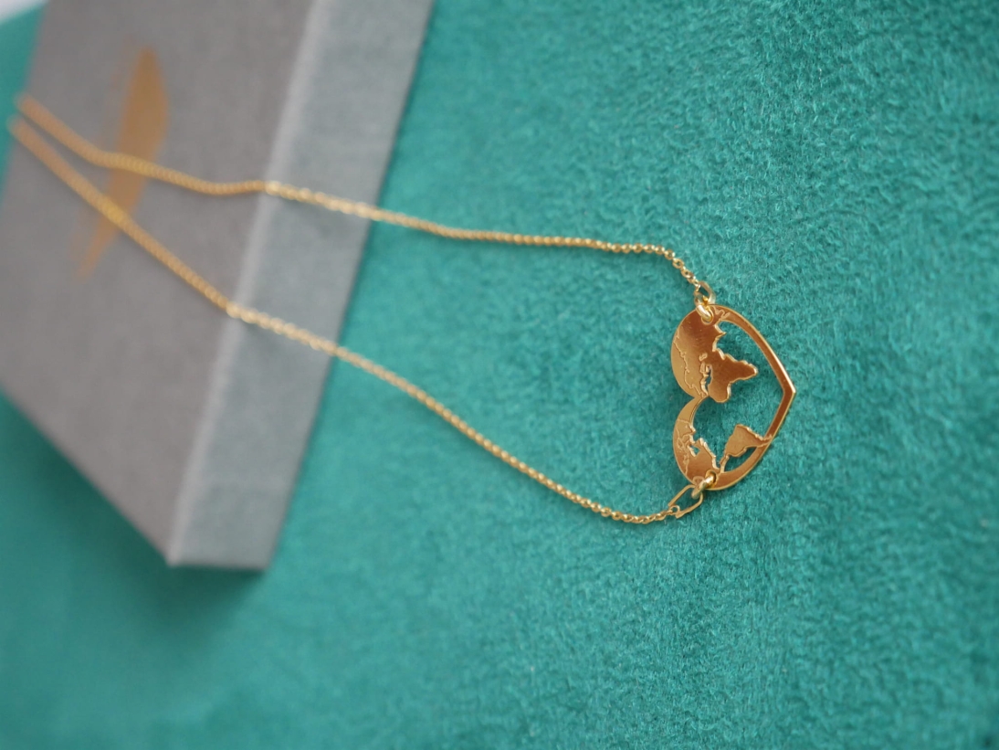 Naszyjnik Mapa Świata w Sercu - kula ziemska łańcuszek na prezent  - P1060208.JPG