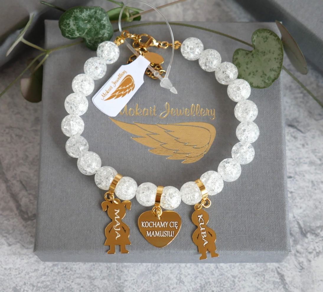 Bransoletka dla mamy z imionami dzieci z zapięciem - Pomysł na prezent dla mamy - Biżuteria dla Mamy  - Bransoletka dla mamy z imionami dzieci z zapięciem - Pomysł na prezent dla mamy - Biżuteria dla Mamy