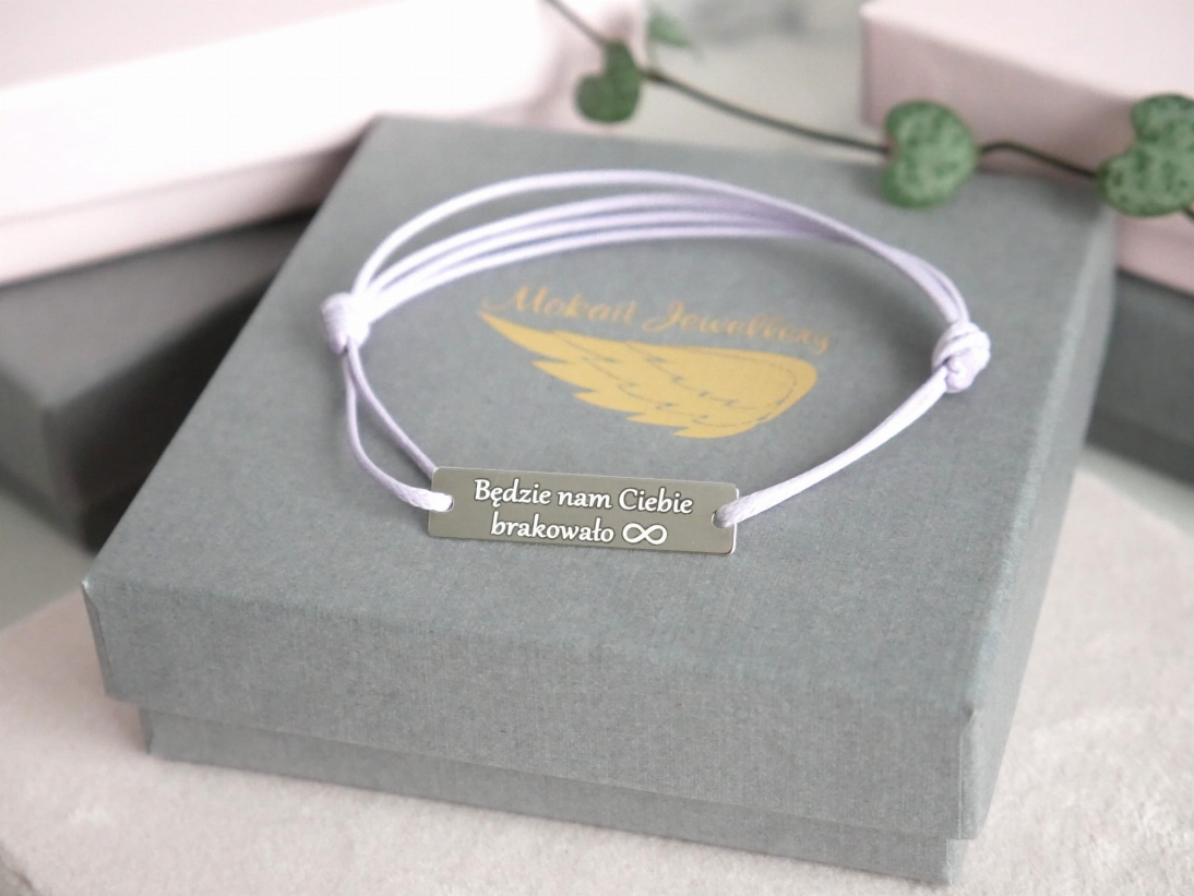 Lawendowa bransoletka z grawerem - srebro 925 - Lawendowa bransoletka z grawerem - srebro 925