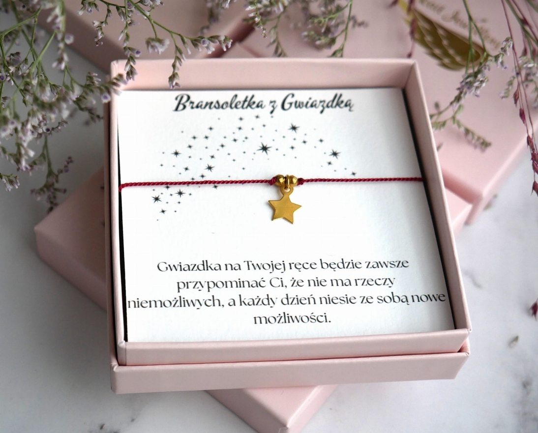 Bransoletka z gwiazdką na bordowym jedwabnym sznureczku  - Pomysł na Prezent - Bransoletka z gwiazdką na bordowym jedwabnym sznureczku  - Pomysł na Prezent