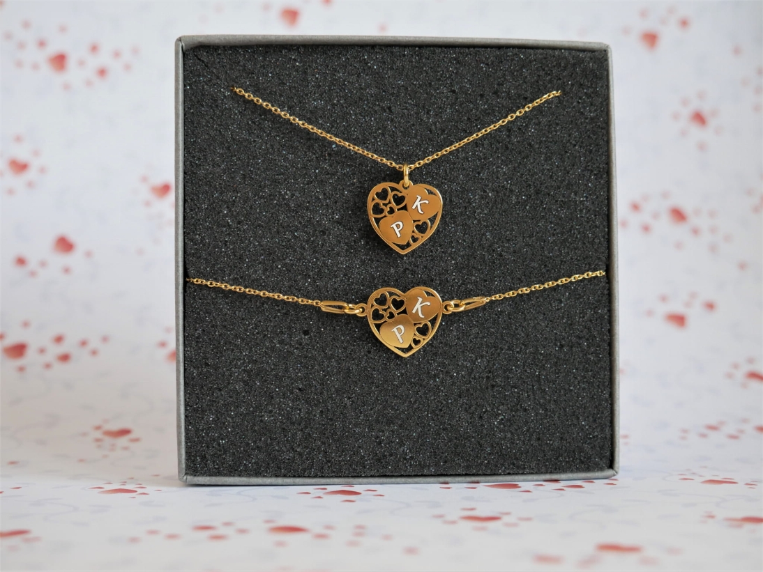 Zestaw Bransoletka + Naszyjnik z zawieszką Serca w sercu - P1110220.jpg