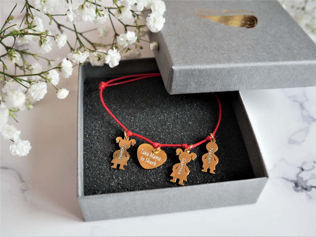 4 Konfigurator >> Bransoletka sznureczek + cztery dowolne zawieszki  - Biżuteria personalizowana