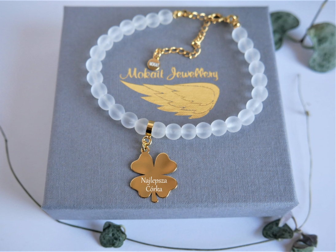 Bransoletka z koniczyną dla Córki z dowolnym grawerem - Najlepsza Córka