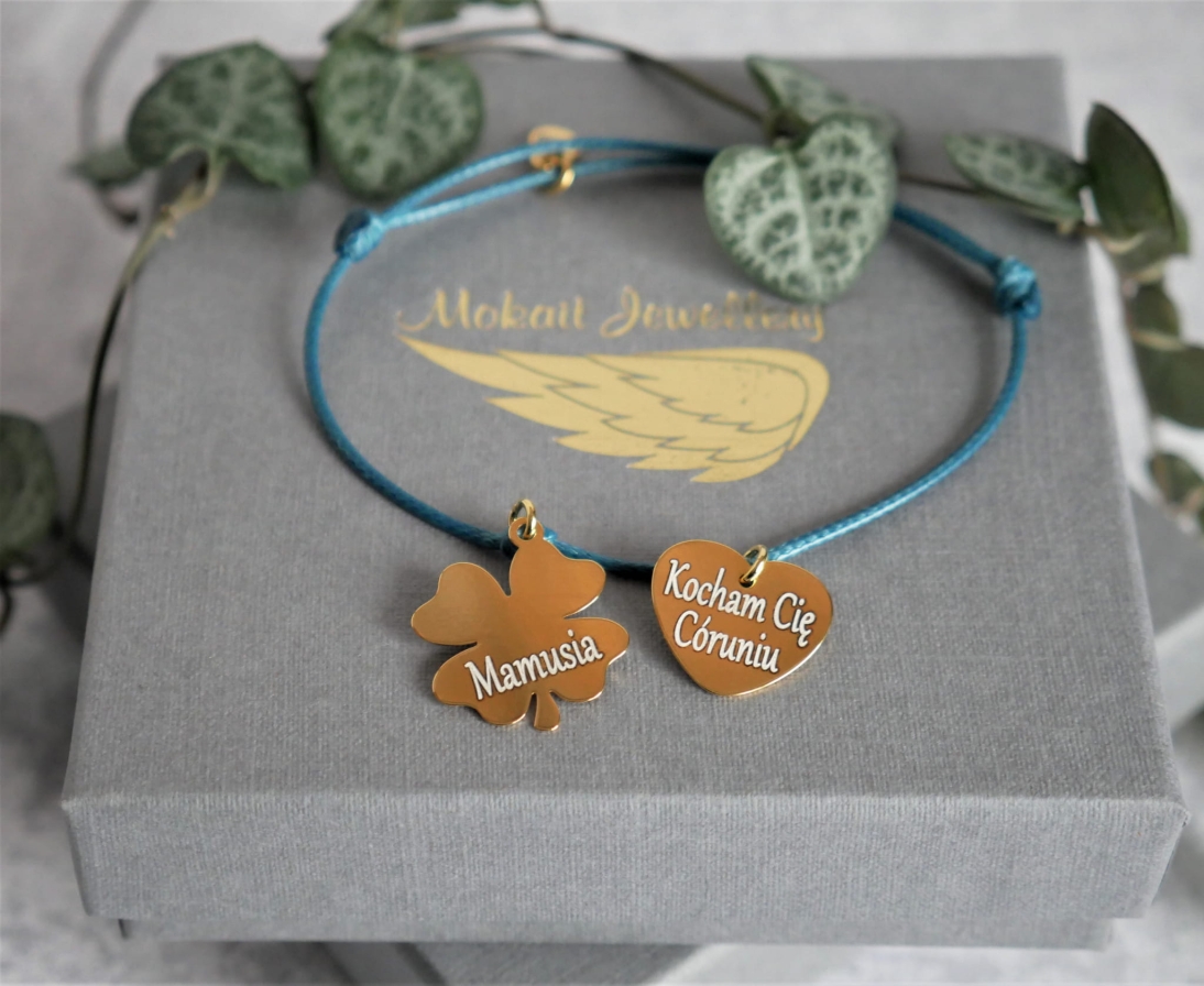Bransoletka na morskim sznureczku dla Córki od Mamy - Kocham Cię Córuniu - Mamusia - Bransoletka personalizowana - Bransoletka na morskim sznureczku dla Córki od Mamy - Kocham Cię Córuniu - Mamusia - Bransoletka personalizowana