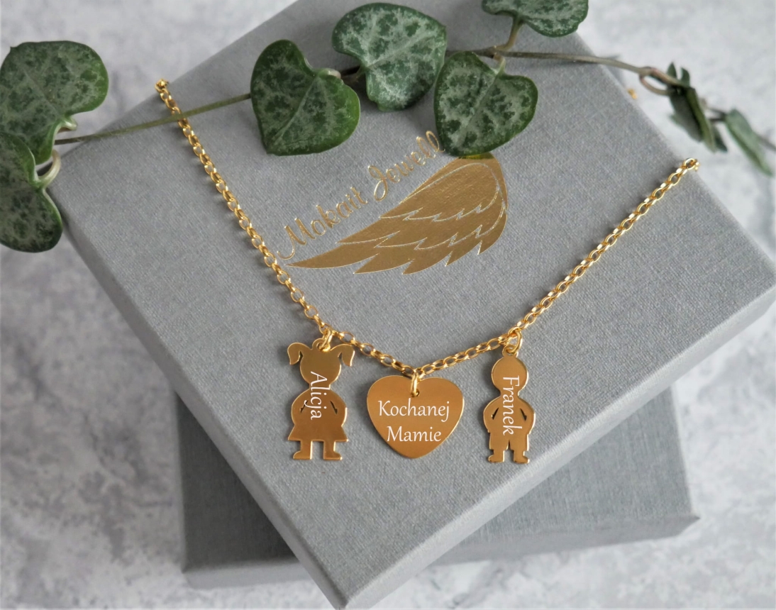 Naszyjnik dla Mamy serce Kochanej Mamie i dowolne imiona - Naszyjnik personalizowany - Naszyjnik dla Mamy serce Kochanej Mamie i dowolne imiona - Naszyjnik personalizowany