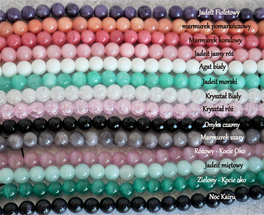 Bransoletka z 5 dzieci z imionami Kamień Noc Kairu - Bransoletka personalizowana - Pomysł na prezent dla Mamy  - kamienie naturalne onyks czarny kryształ biały agat biały noc kairu itd