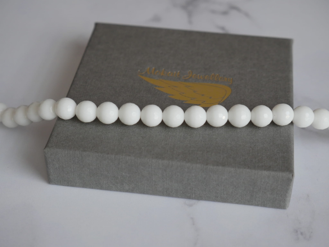 Bransoletka z 5 dzieci z imionami Kamień Noc Kairu - Bransoletka personalizowana - Pomysł na prezent dla Mamy  - biały.JPG