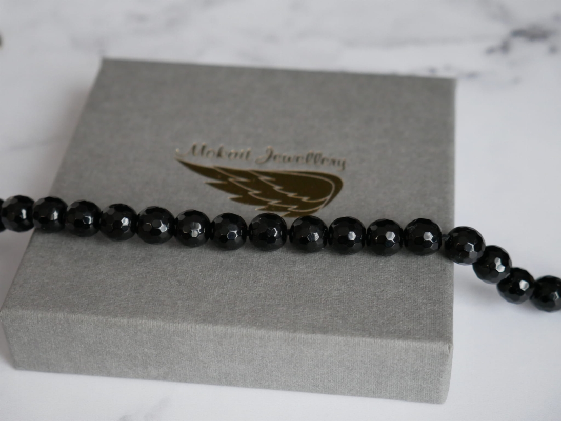 Bransoletka z 5 dzieci z imionami Kamień Noc Kairu - Bransoletka personalizowana - Pomysł na prezent dla Mamy  - czarny.JPG