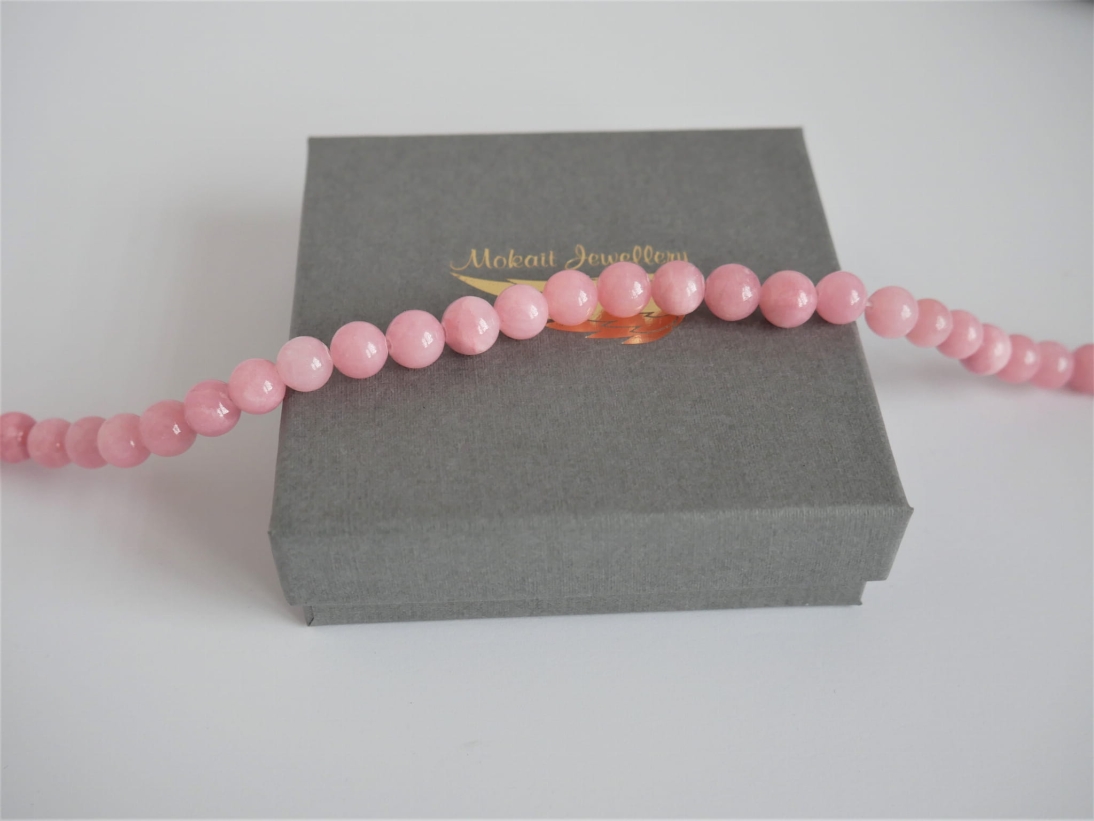 Bransoletka z 5 dzieci z imionami Kamień Noc Kairu - Bransoletka personalizowana - Pomysł na prezent dla Mamy  - jasny różowy