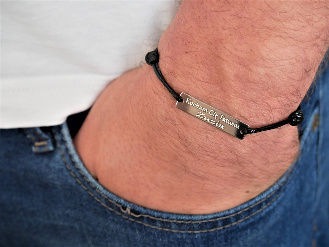 Zestaw na DZIEŃ TATY - Bransoletka z dowolną personalizacją i brelok czarny do kluczy - Pomysł na prezent - P1160811.jpg