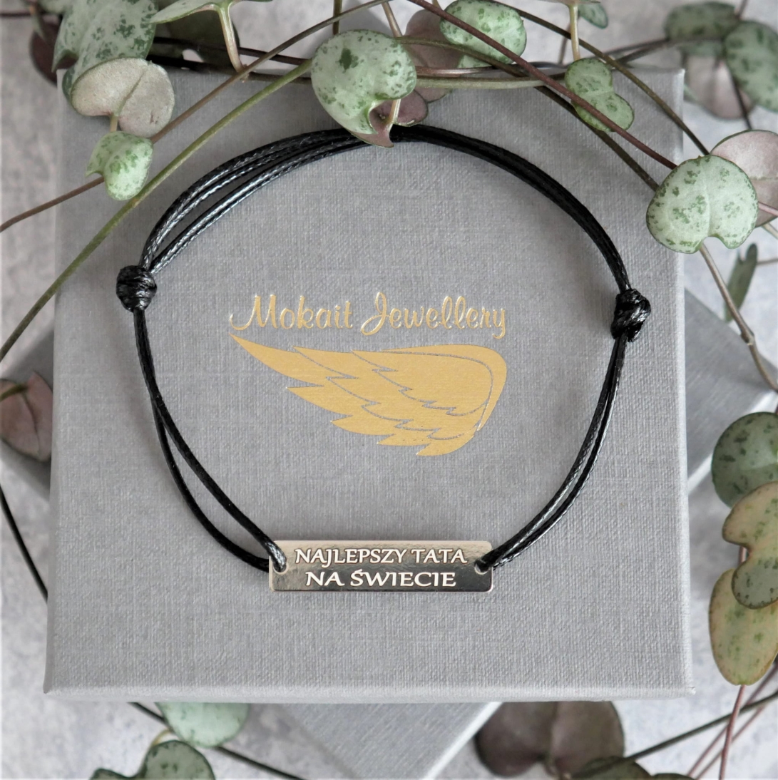 Zestaw na DZIEŃ TATY - Bransoletka z dowolną personalizacją i brelok czarny do kluczy - Pomysł na prezent - P1160822.jpg