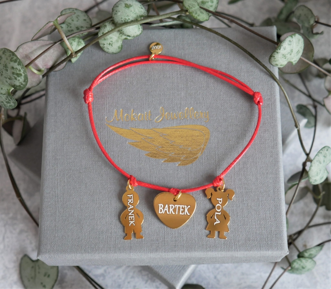  Bransoletka na czerwonym sznurku - Syn i córka z dowolnymi imionami - Bransoletka dla mamy - Bransoletka personalizowana - Bransoletka na czerwonym sznurku - Syn i córka z dowolnymi imionami - Bransoletka dla mamy - Bransoletka personalizowana