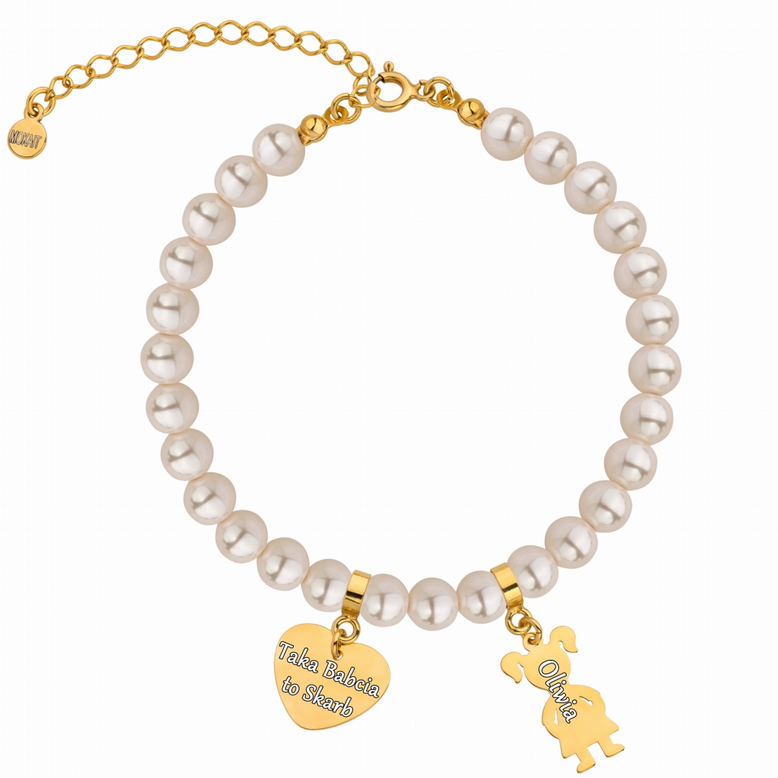 Bransoletka z perełek dla Babci - Taka Babcia to Skarb - Prezent dla babci od wnuka/wnuczki - Bransoletka personalizowana z imieniem - Bransoletka z perełek dla Babci - Taka Babcia to Skarb - Prezent dla babci od wnuka/wnuczki - Bransoletka personalizowana z imieniem