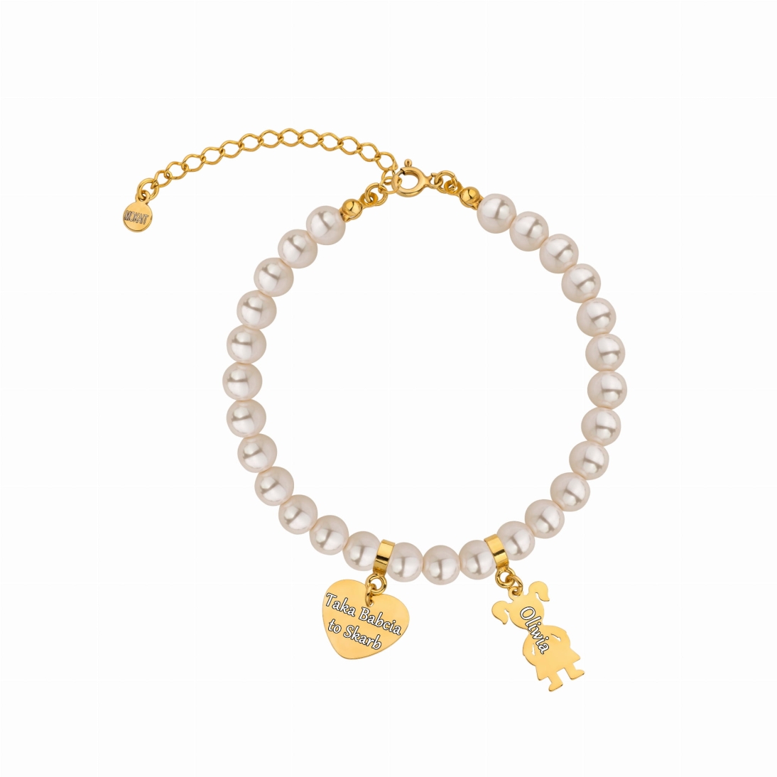 Bransoletka z perełek dla Babci - Taka Babcia to Skarb - Prezent dla babci od wnuka/wnuczki - Bransoletka personalizowana z imieniem - Bransoletka z perełek dla Babci - Taka Babcia to Skarb - Prezent dla babci od wnuka/wnuczki - Bransoletka personalizowana z imieniem