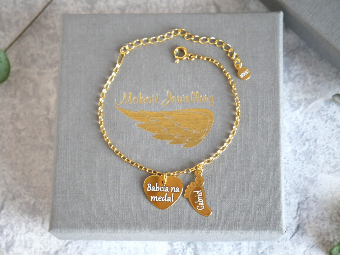 Konfigurator >> Bransoletka na łańcuszku + dwie dowolne zawieszki - Biżuteria personalizowana - Konfigurator >> Bransoletka na łańcuszku + dwie dowolne zawieszki - Biżuteria personalizowana