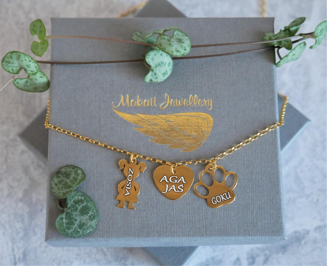 Konfigurator >> Bransoletka na łańcuszku + trzy dowolne zawieszki - Biżuteria personalizowana - Konfigurator >> Bransoletka na łańcuszku + trzy dowolne zawieszki - Biżuteria personalizowana