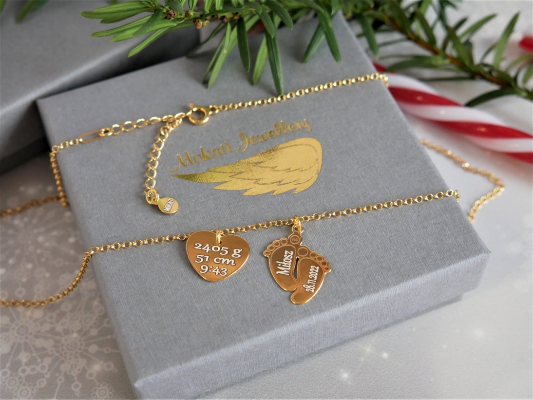 Naszyjnik na prezent świąteczny - Naszyjnik personalizowany z imionami - Łańcuszek z grawerem - Naszyjnik na prezent świąteczny - Naszyjnik personalizowany z imionami - Łańcuszek z grawerem