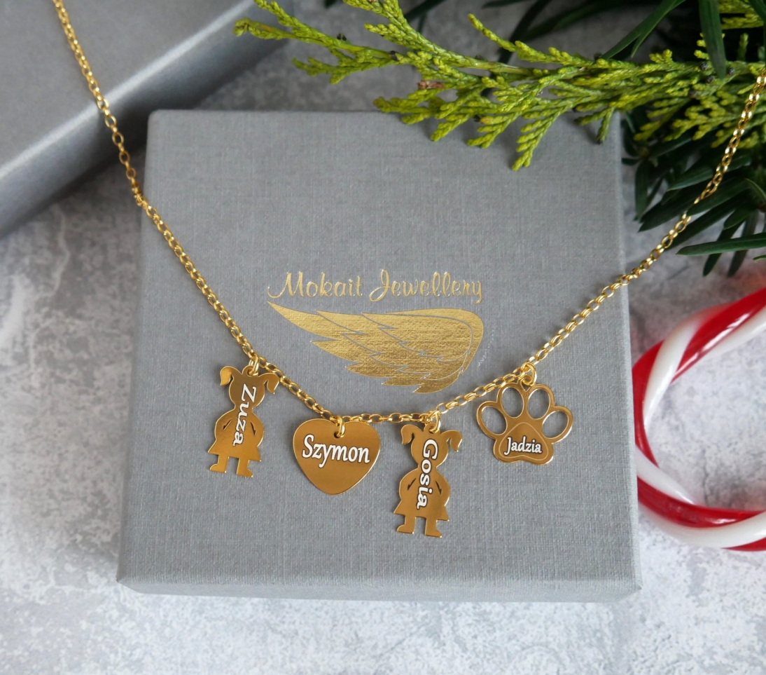 Prezent pod choinkę dla Mamy - Naszyjnik personalizowany - Prezent świąteczny z imionami - Naszyjnik  z imionami - Prezent pod choinkę dla Mamy - Naszyjnik personalizowany - Prezent świąteczny z imionami - Naszyjnik  z imionami