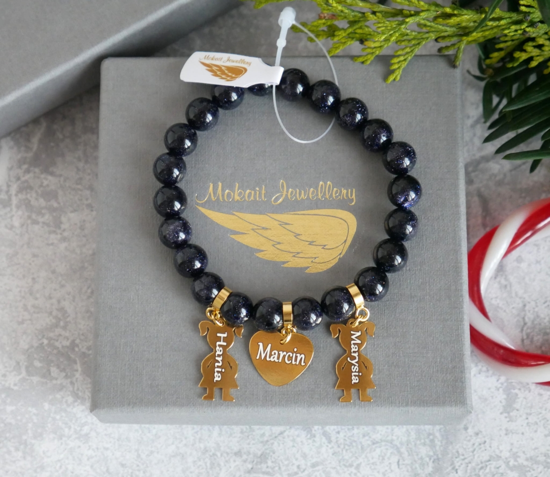 Bizuteria personalizowana - Prezent pod choinkę z imionami - Biżuteria personalizowana -  kamień Noc kairu - Bizuteria personalizowana - Prezent pod choinkę z imionami - Biżuteria personalizowana -  kamień Noc kairu