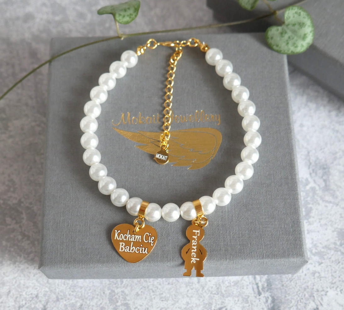 Bransoletka z perełek dla Babci - Kocham  Cię Babciu - Prezent dla babci z imieniem - Bransoletka personalizowana - Bransoletka z perełek dla Babci - Kocham Cię Babciu - Prezent dla babci z imieniem - Bransoletka personalizowana