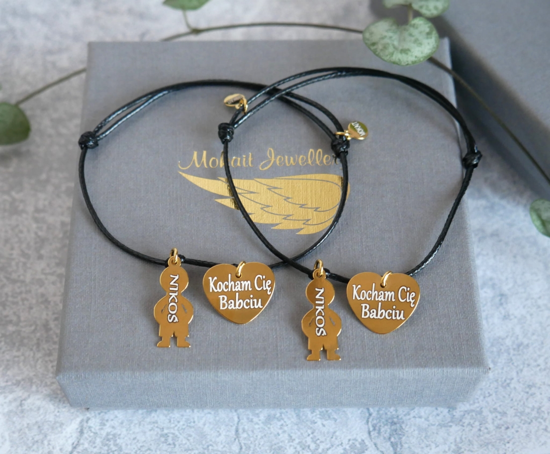 Zestaw 2 bransoletek dla Babć z sercem i imieniem wnuka/wnuczki - Prezent dla Babć z personalizacją - P1180498.JPG
