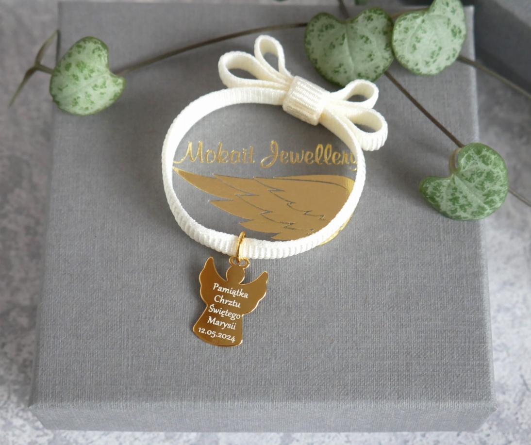 Pamiątka Chrztu Świętego - Bransoletka z Aniołkiem na chrzest dla dziecka - Bransoletka personalizowana  - Pamiątka Chrztu Świętego - Bransoletka z Aniołkiem na chrzest dla dziecka - Bransoletka personalizowana